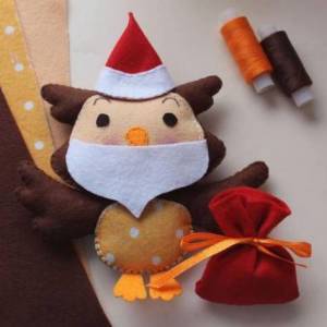 圣诞节礼物可爱的小猫头鹰圣诞老人玩偶制作教程