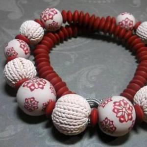 超轻粘土制作的编织风格珠子情人节礼物手链制作教程